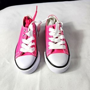 Hot Pink Sneakers, girls "12 " white & pink laces! W/ Troll Movie slippers!